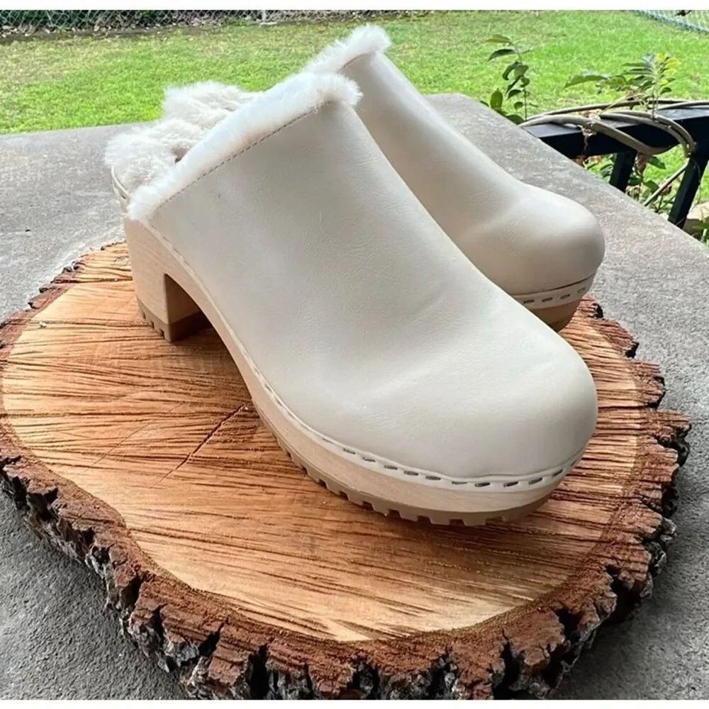 Madden Girl Fort-F Mule Clog Ivory Cream Size 7 New